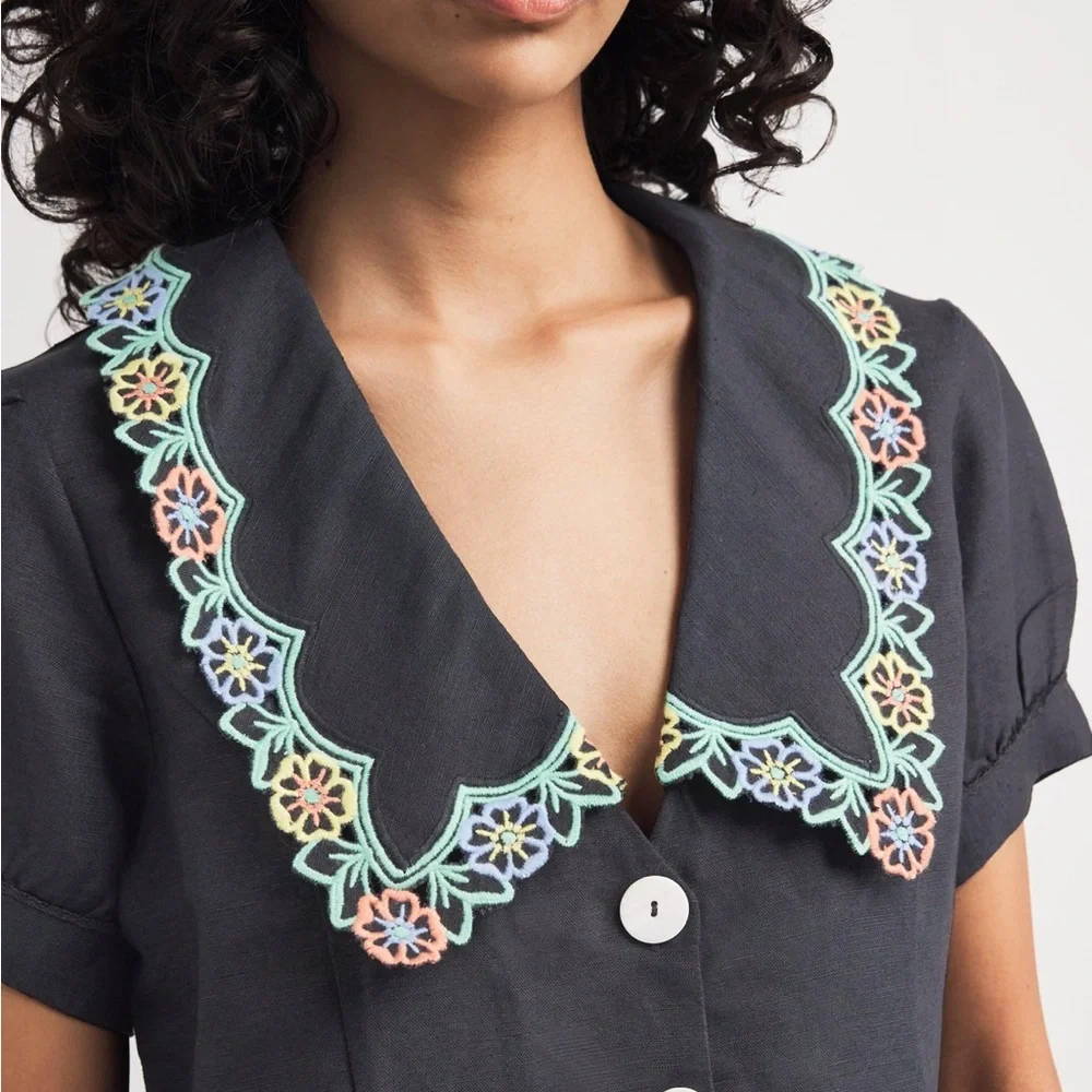 Rixo Zinia Linen Blend Top - Picture 2 of 7